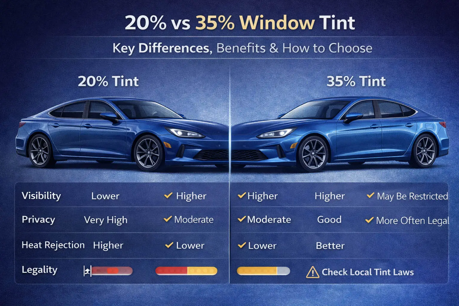 20% vs 35% Window Tint (2026): What’s the Difference and Which Should You Choose